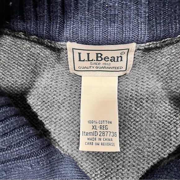 LL Bean Gray 1/4 Zip Mock Neck‎ 100% CottonPullover Sweater XL - Picture 11 of 11